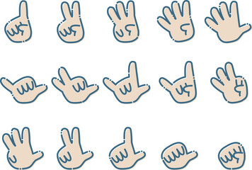 手　シンプル　いろんな手の形　手話　じゃんけん　セット