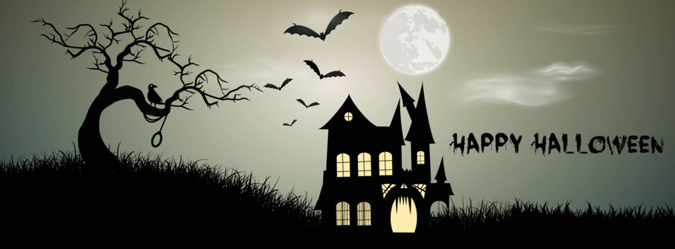 Modern facebook cover page design for halloween concept