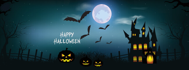 Modern facebook cover page design for halloween concept