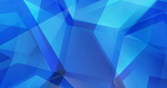 4K looping light blue footage in polygonal style. Holographic abstract video with cubs, rectangles. Clip for your commercials. 4096 x 2160, 30 fps.