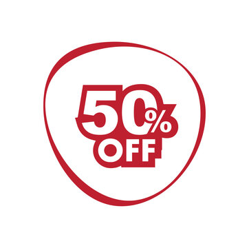 50%off sign on white background	