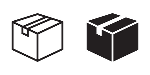 ofvs121 OutlineFilledVectorSign ofvs - closed cardboard box vector icon . package delivery carton . isolated transparent . cargo . black outline and filled version . AI 10 / EPS 10 . g11459