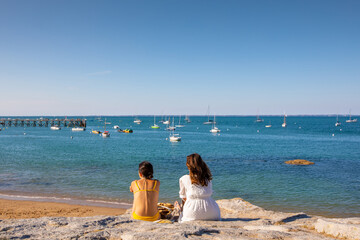 Paysage de bord de mer sur l'île de Noirmoutier en Vendée en été.