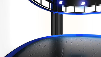3D Virtual TV Studio News, Backdrop For TV Shows .TV On Wall.3D Virtual News Studio Background,3d illustration	