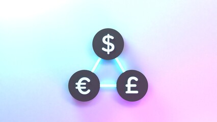 Currency exchange icon. 3d render illustration.