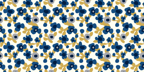 Floral illustration background. Seamless pattern.Vector. 花のイラストパターン