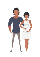 Fototapeta na wymiar Man and pregnant woman in full growth. Happy pregnancy concept. Cute illustration in flat style.