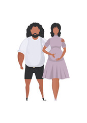 Fototapeta premium The man and the pregnant woman are depicted in full growth. Happy pregnancy concept. in a flat style.