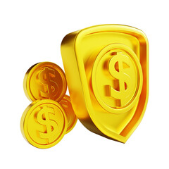 3D illustration golden money security