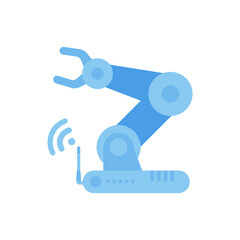 Robotic arm icon. Concept of internet of things and automation.