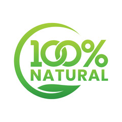 100% Natural Product Vector Icon Circle Sign. Healthy Food Emblem. Organic food Badge.
