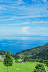 棚田と夏空と入道雲