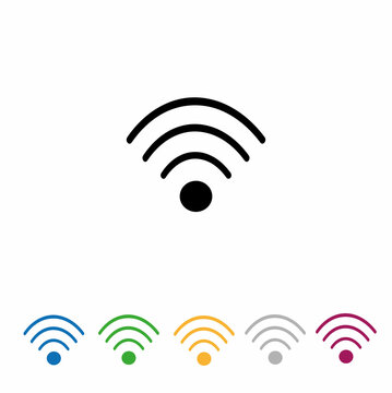 a set of multi-colored  illustrations of the Wi-Fi icon, wireless Internet technology, Wi-Fi button, mobile Internet access point