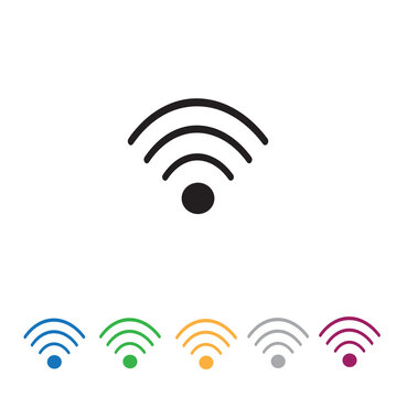 a set of multi-colored vector illustrations of the Wi-Fi icon, wireless Internet technology, Wi-Fi button, mobile Internet access point