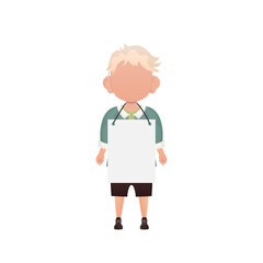 A cute little boy with a blank banner.   Cartoon style.  .