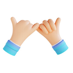 3D illustration showing promise hand gestures
