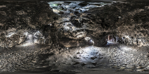 full seamless spherical hdri 360 panorama inside underground dragon pit cave in equirectangular...