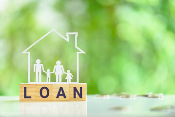 Mortgage loan, reverse mortgage and saving for a home, financial concept : Family of two children,...