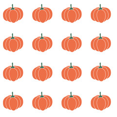 Seamless pattern with pumpkins on a white background