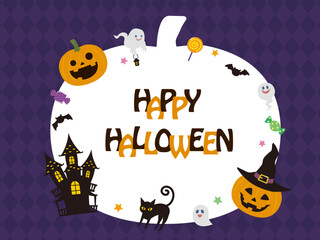 ハロウィン　使いやすいシンプルなメッセージカード　ハロウィーン　イラスト