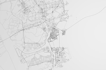 Map of the streets of Macao (China) on white background. 3d render, illustration