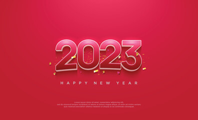 Happy new year 2023 on pink background