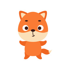 Cute little fox. Cartoon animal character design for kids t-shirts, nursery decoration, baby shower celebration, greeting cards, invitations, bookmark, house interior. Vector stock illustration