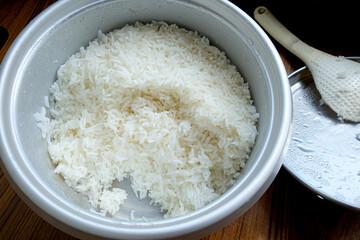 Close-up photo of cooked rice