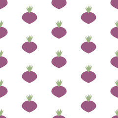 Seamless pattern with beets on a white background