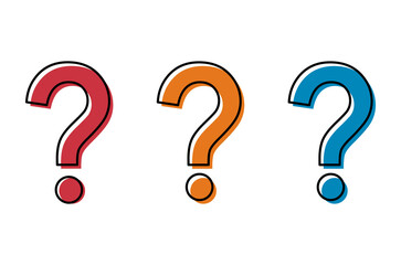 Set of Question icon mark, help or ask bubble graphic symbol, web faq vector illustration
