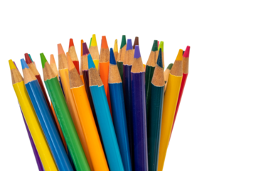 selected focus of an isolated part set of professional artists watercolour oil and wax pencils in the studio