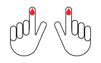 Set of Hand finger with drop blood icon, medical health test symbol, control measurement vector illustration