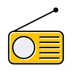 Retro radio station icon, flat isolated music sound media button, web vector illustration