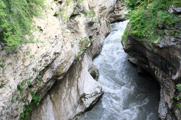 Obraz premium View of river Belaya in Khadzhokh gorge in summer
