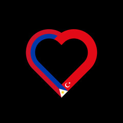 friendship concept. heart ribbon icon of filipino and turkish flags. vector illustration isolated on black background