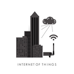 IOT and automation concept. City connected to the Internet. Good for presentations.  .