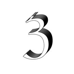 black and white symbol sign number three 3