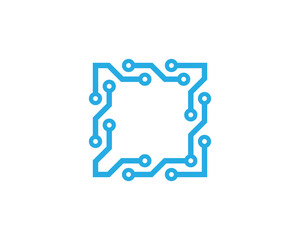 Square Tech Logo Concept sign icon symbol Design Element. Technology Logotype. Vector illustration template