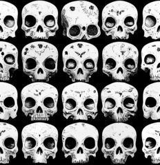 Rolgordijnen Schedel Menselijke schedels zwart-wit naadloze patroon.