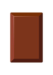 Bitter chocolate bar piece rectangular chunk vector icon. Yummy brown milky choco part. Flat design cartoon style cacao sweet food clip art illustration.