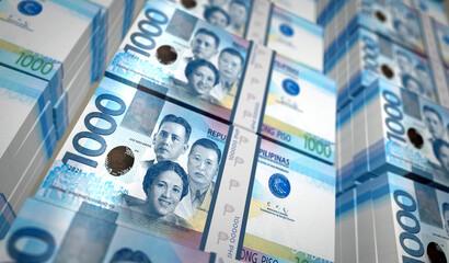 Philippines Peso money banknotes pack 3d illustration - obrazy, fototapety, plakaty