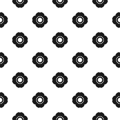 Fototapeta na wymiar Seamless pattern with black poppy flowers on white background.