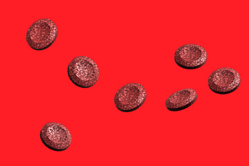 3D Realistic Intravenous red blood cell display. concept for medical health care.