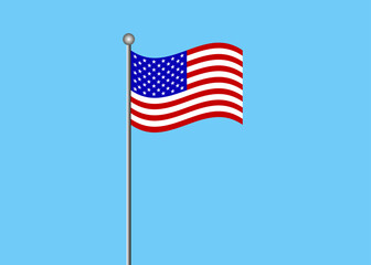 USA Flagge auf blauen Hintergrund.