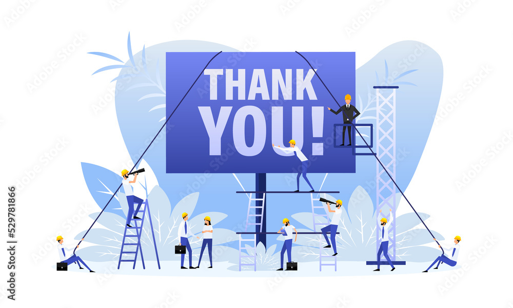 Wall mural Thank you placard with people