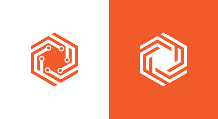 Creative Hexagon Technology Logo Concept sign icon symbol Design Element. Tech Logotype. Vector illustration template