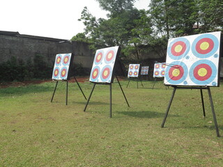 Archery field already standing with target bearing