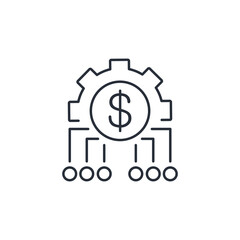 Fintech electronic technology .  Vector linear icon isolated on white background.