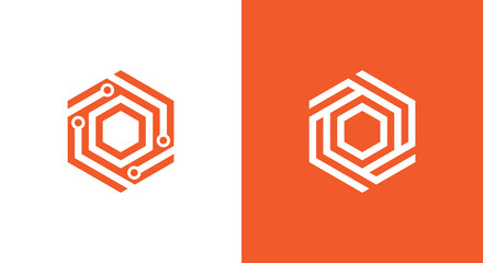 Hexagon Technology Logo Concept sign icon symbol Design Element. Tech Logotype. Vector illustration template
