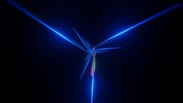 Triangle shape colorful trippy pattern animation with sacred geometry light. 3D graphics for music stage transition, shows, retro, hitech.